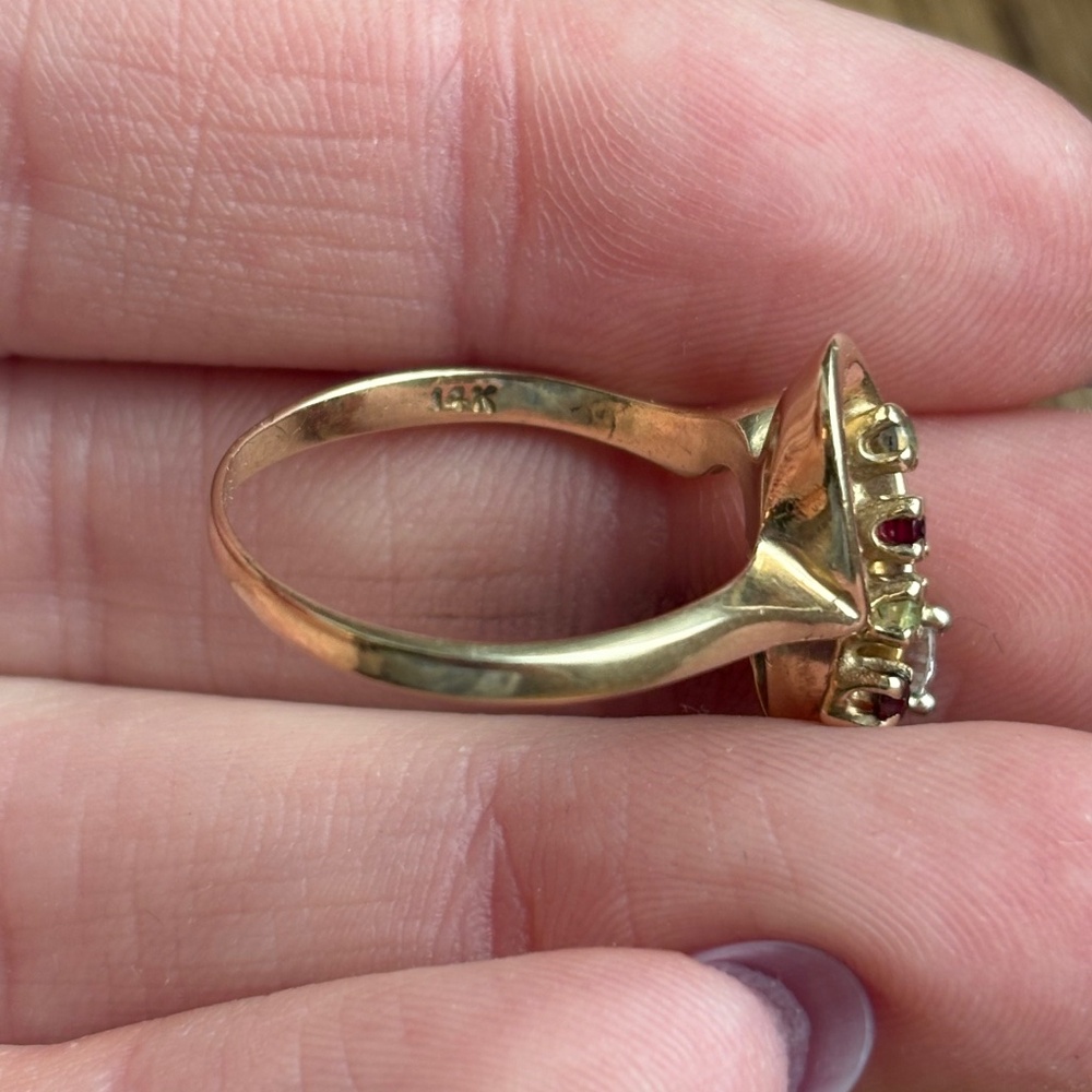 14k Yellow Gold Diamond Vintage Estate Cocktail Ring - Picture 3 of 7